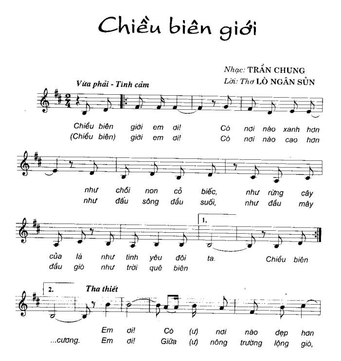 Sheet nhạc Chiều Biên Giới